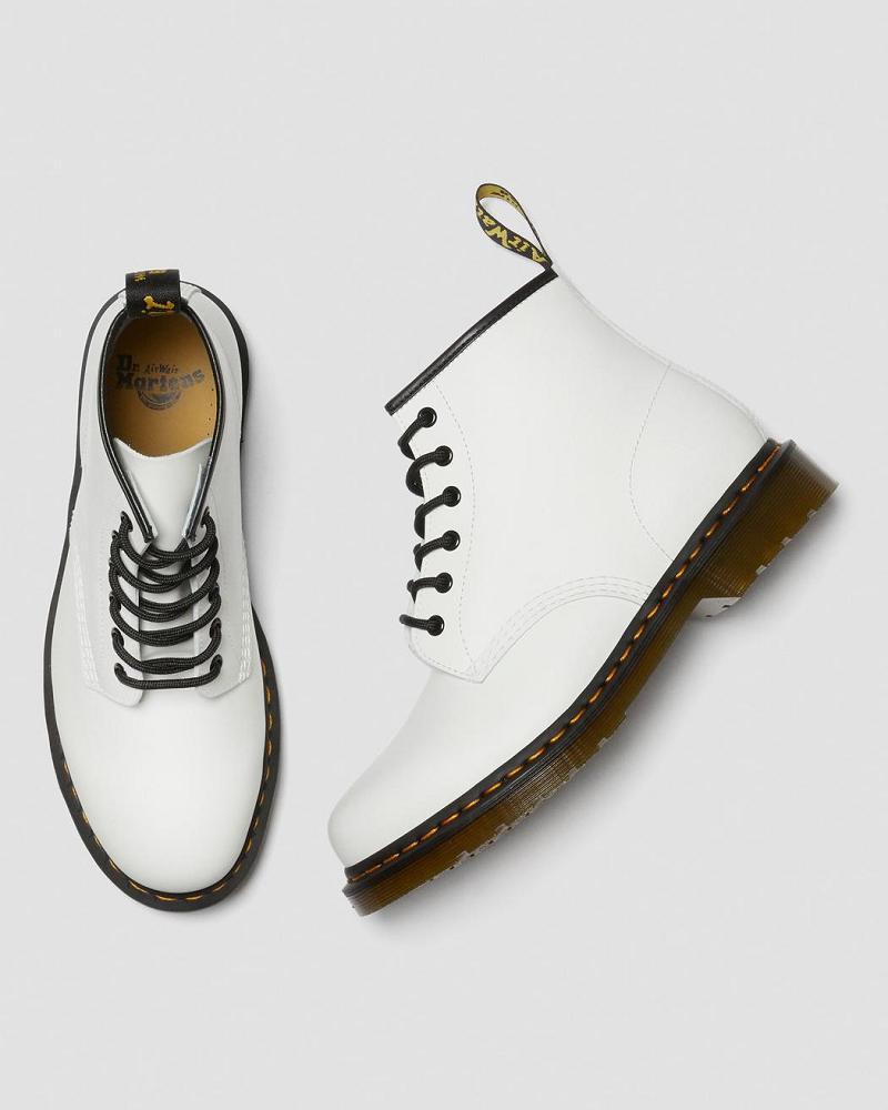 Dr Martens 101 Yellow Stitch Smooth Leren Enkellaars Heren Wit | NL 387HAP